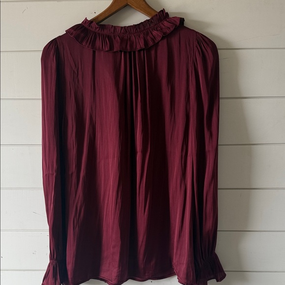 Doe & Rae Burgundy Ruffle Blouse - Picture 5 of 5